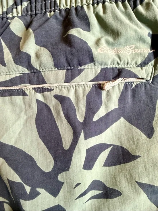 Men's 2XL Green Leaf tropical Print Swim Trunks - Lightweight Beach Shorts - Picture 7 of 10